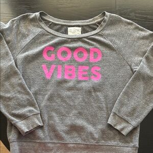 Sol Angeles Gray Sweatshirt with Pink 'Good Vibes' Print